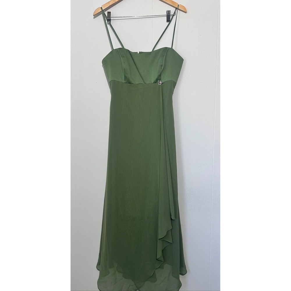 Alfred Angelo Green spaghetti strap chiffon evening dress Size 12